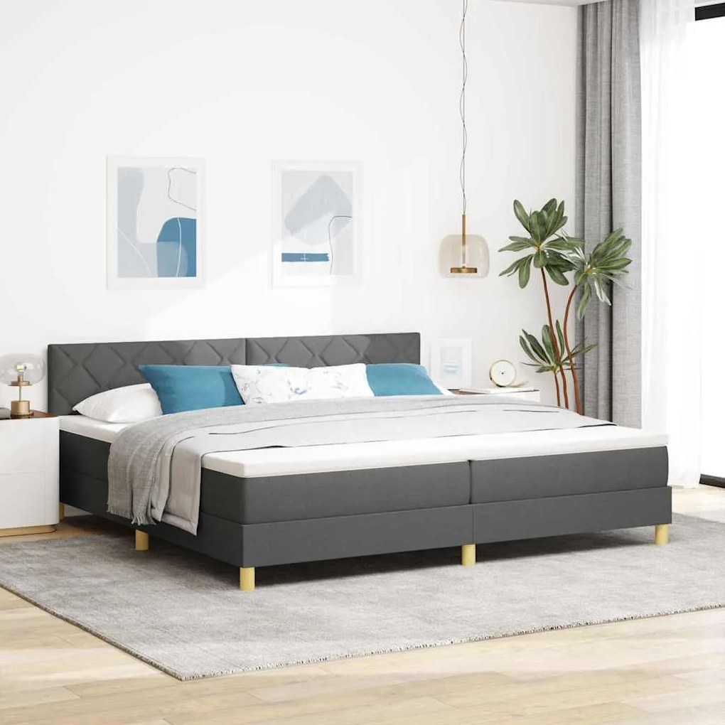 vidaXL Κρεβάτι box spring με στρώμα Σκούρο Γκρι 200 x 200 cm ύφασμα