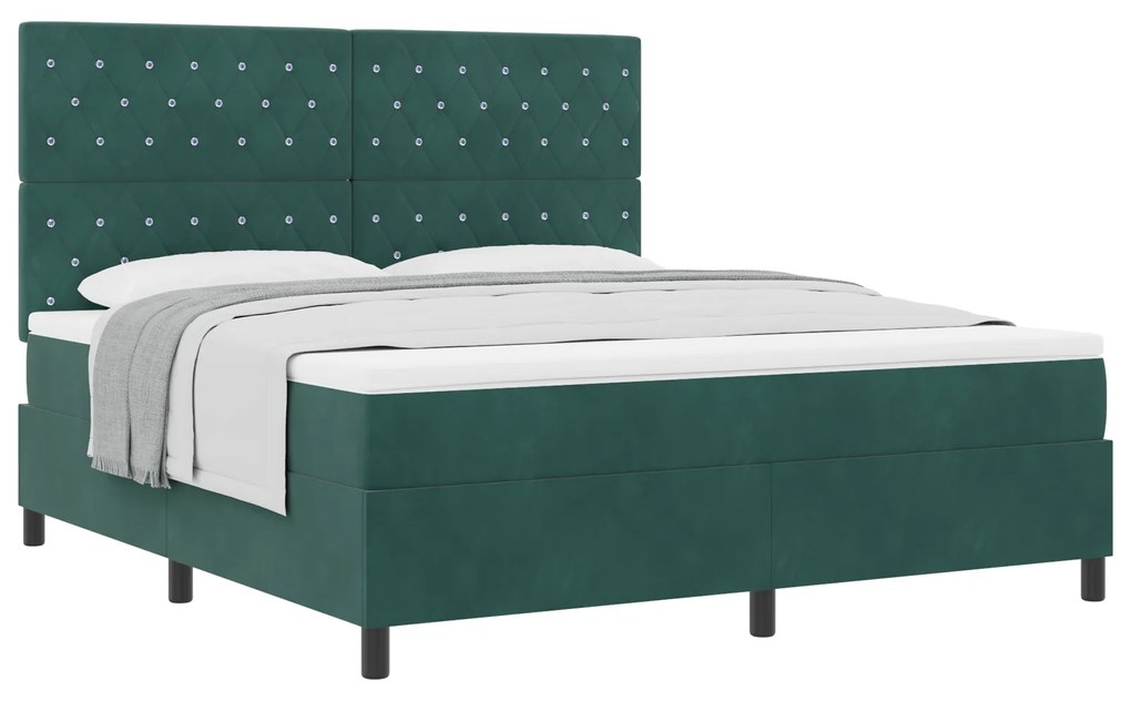 vidaXL Κρεβάτι με ελατήρια Σκούρο πράσινο 180 x 200 cm Βελούδο