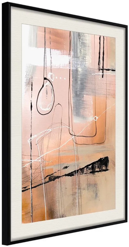 Αφίσα - Pastel Abstraction - 40x60 - Μαύρο - Με πασπαρτού