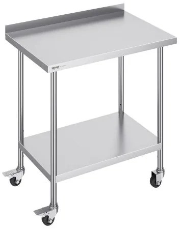VEVOR Stainless Steel Work Table Commercial Food Prep Table 24"x36" with Casters