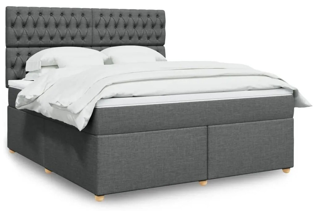 ΚΡΕΒΑΤΙ BOXSPRING ΜΕ ΣΤΡΩΜΑ ΣΚΟΥΡΟ ΓΚΡΙ 180X200 ΕΚ ΥΦΑΣΜΑΤΙΝ 3293667