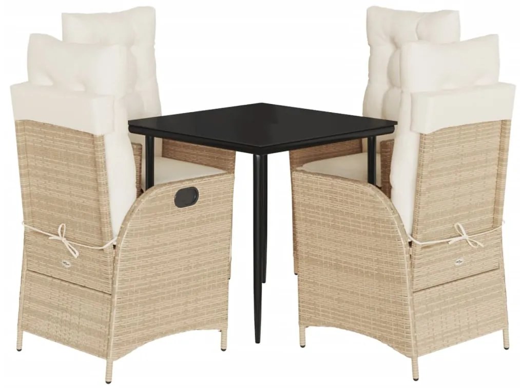 Σετ Τραπεζαρίας Κήπου 5 τεμ. Μπεζ Συνθετικό Ρατάν με Μαξιλάρι 3213236