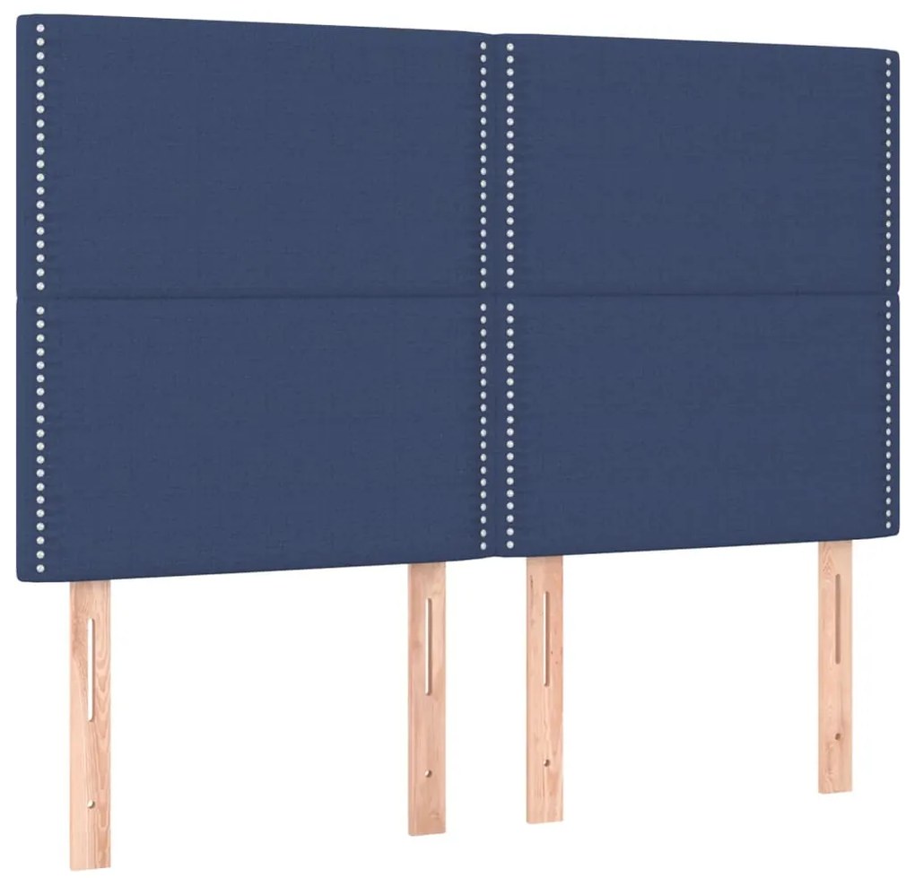 vidaXL Κρεβάτι Boxspring με Στρώμα & LED Μπλε 140x190 εκ. Υφασμάτινο