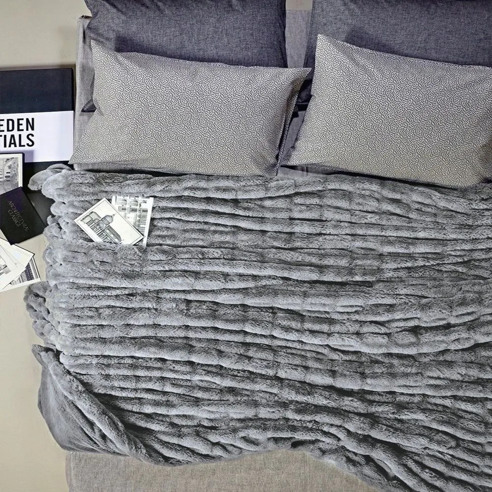 Κουβέρτα Γούνινη Lilah 24 Grey Kentia King Size 260x230cm Ecological Fur