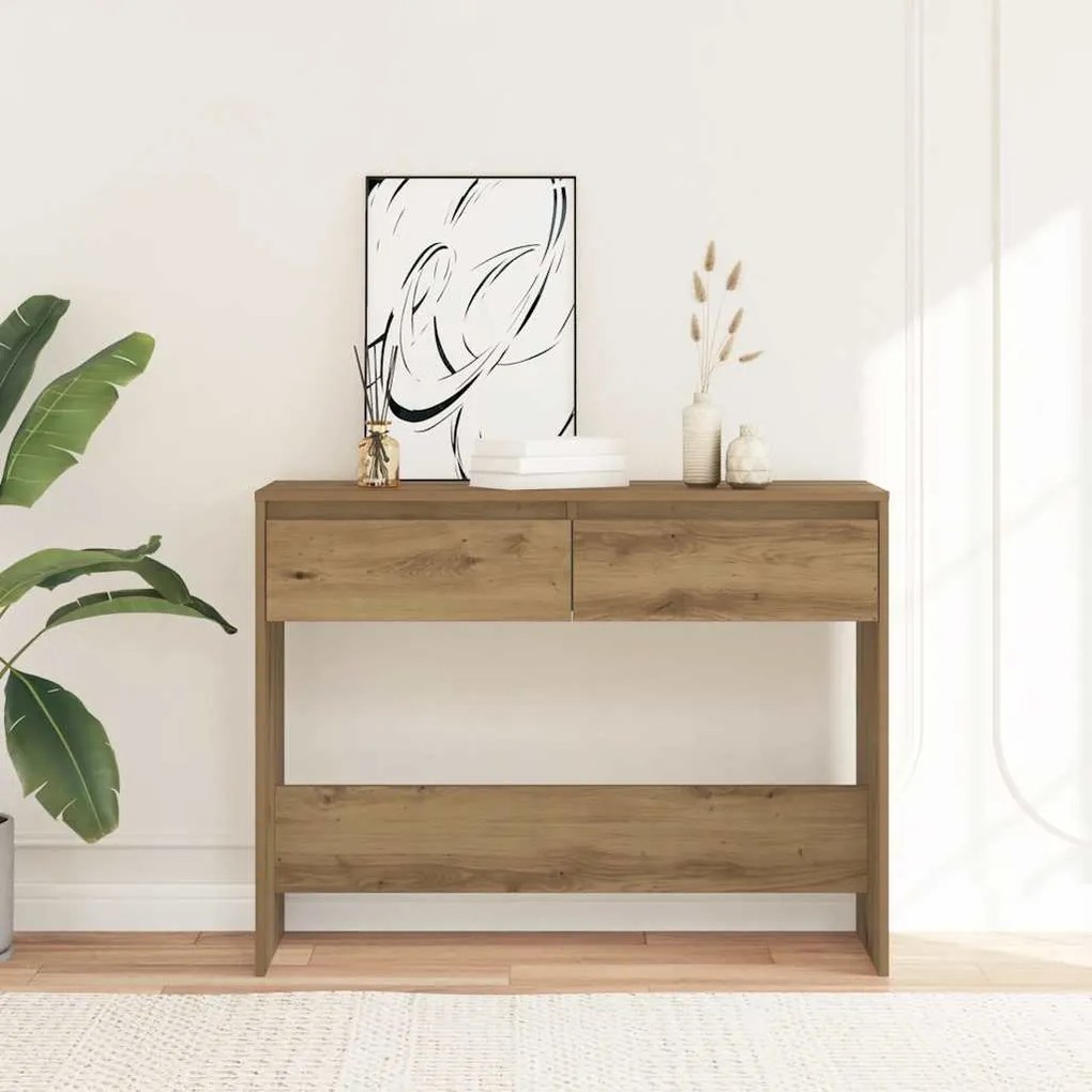 vidaXL Τραπέζι Κονσόλα Αρτισιανή Δρυς 100x35x76,5εκ Επεξεργασμένο Ξύλο