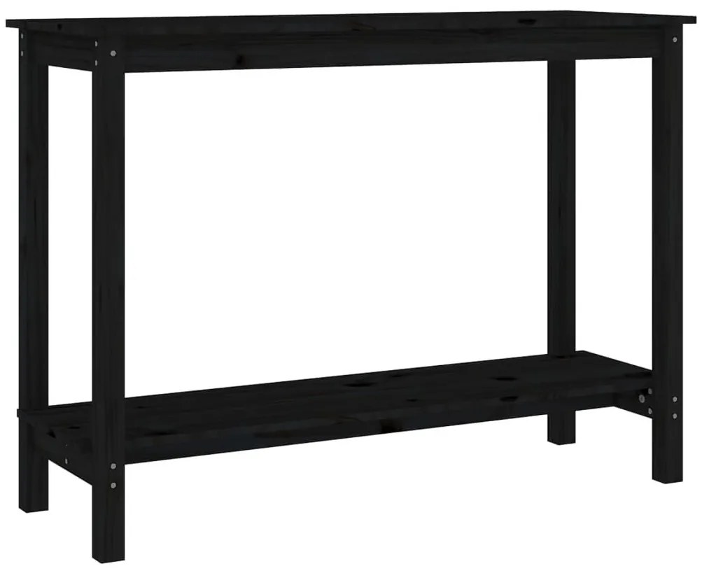Τραπέζι Κονσόλα Μαύρο 110 x 40 x 80 εκ. από Μασίφ Ξύλο Πεύκου - Μαύρο