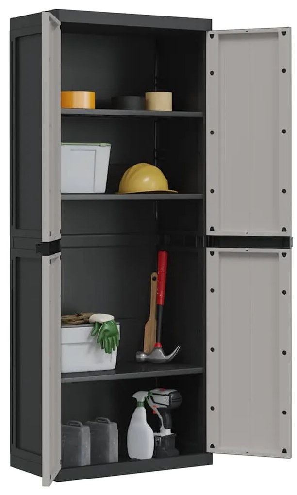 vidaXL Ντουλάπι Αποθ. Εξ. Χώρου Γκρι/Μαύρο 65x37x165εκ. Πολυπροπυλένιο