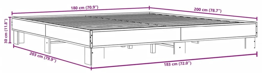 ΠΛΑΙΣΙΟ ΚΡΕΒΑΤΙΟΥ SONOMA ΔΡΥΣ 180X200 ΕΚ. ΕΠΕΞ. ΞΥΛΟ &amp; ΜΕΤΑΛΛΟ 3280223