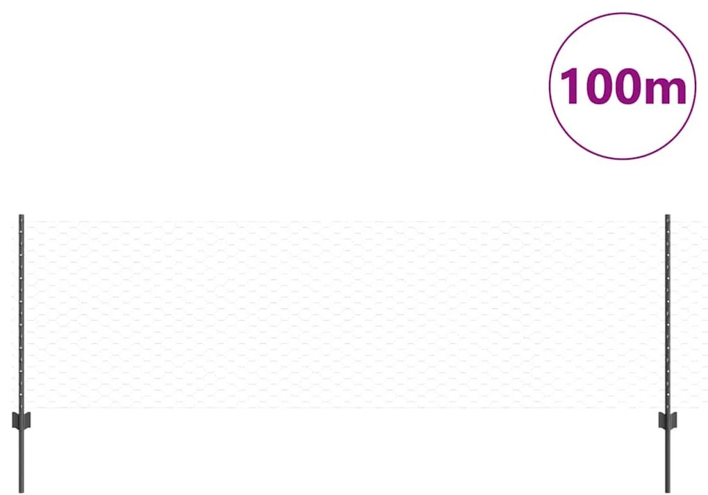 vidaXL Τεντώτο με στήριγμα Γκρι 0,8 x 100 μ Χάλυβας και PVC