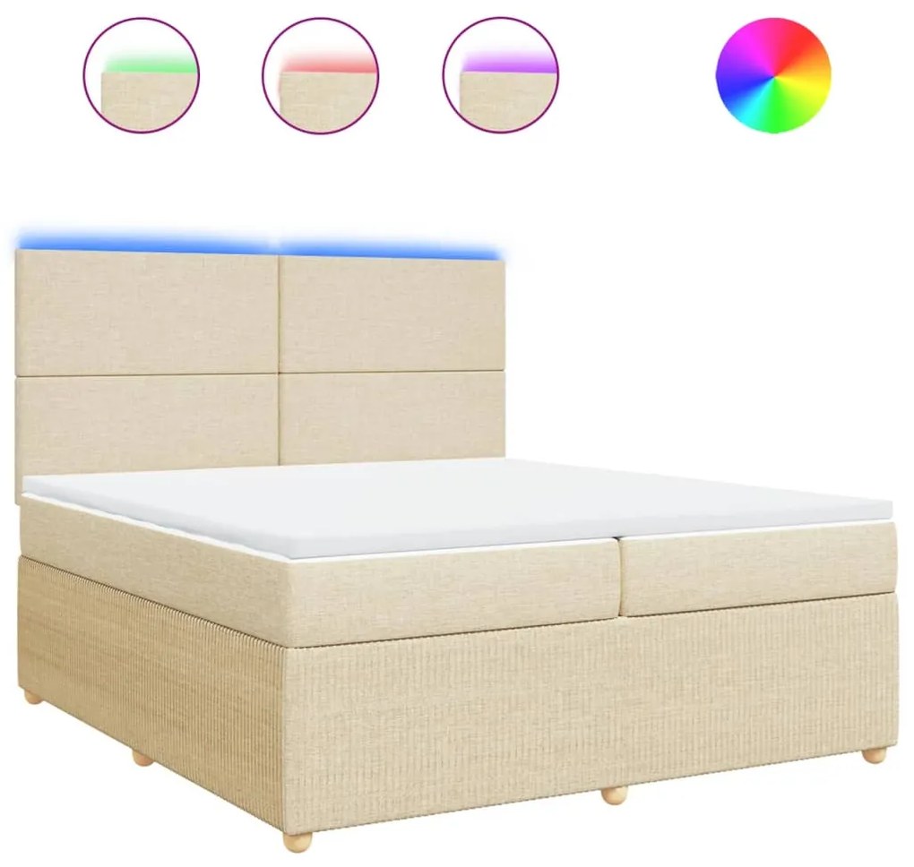 ΚΡΕΒΑΤΙ BOXSPRING ΜΕ ΣΤΡΩΜΑ ΚΡΕΜ 200X200 ΕΚ. ΥΦΑΣΜΑΤΙΝΟ 3294461