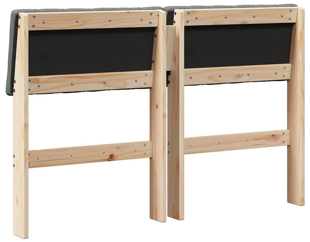 vidaXL Ταπετσαρισμένο κεφαλάρι Σκούρο Γκρι 120 cm Στερεά ξυλεία πεύκου