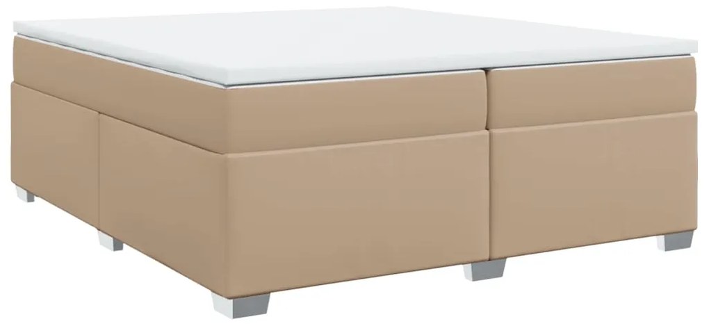 vidaXL Κρεβάτι Boxspring με Στρώμα Καπουτσίνο 200x200εκ.από Συνθ.Δέρμα