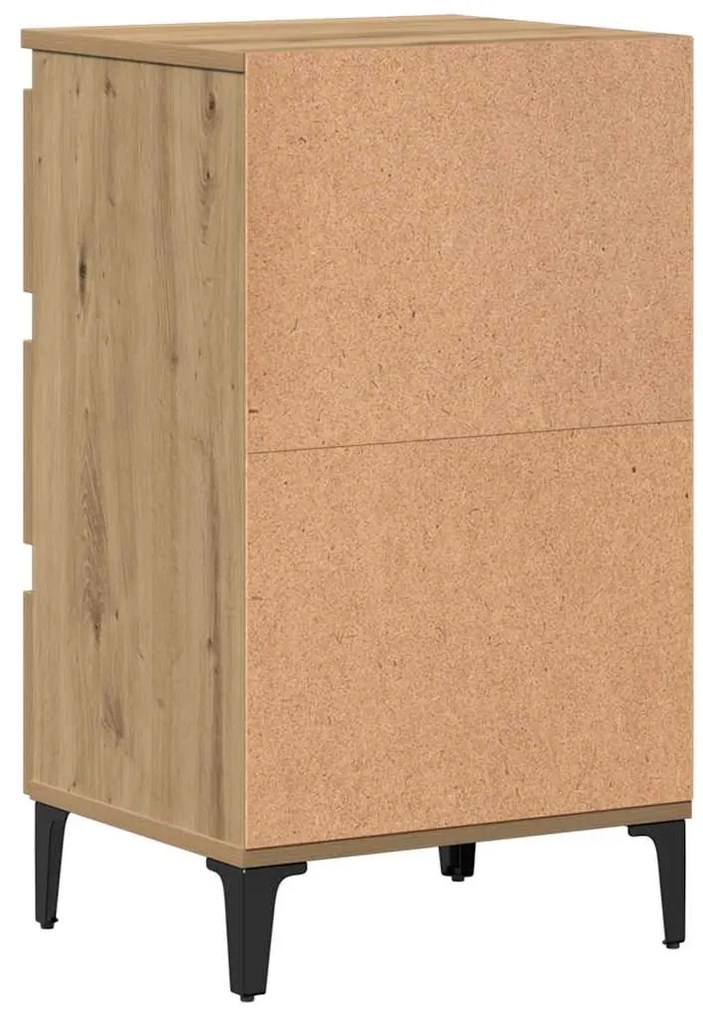 vidaXL Ντουλάπι κρεβατιού με μεταλλικά πόδια Artisan Oak 40x35x69 cm
