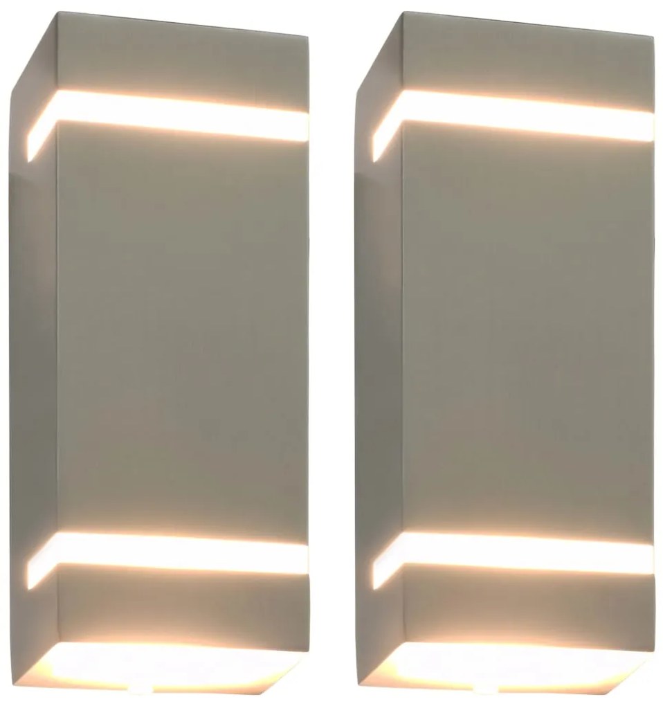 vidaXL Φωτιστικά Τοίχου Εξωτερικού Χώρου 2 τεμ. Ορθογώνια Ασημί 35W