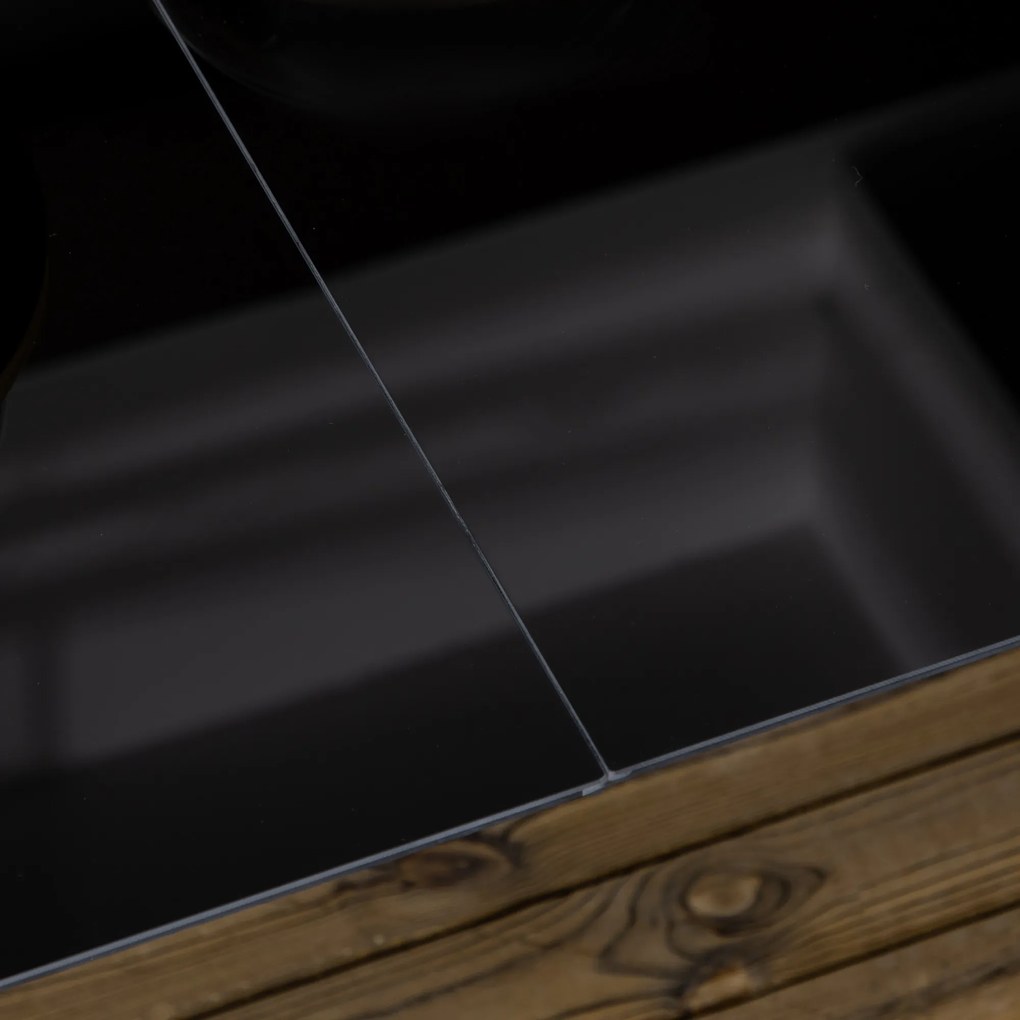 Επιτραπέζιο τραπεζάκι κήπου Outsunny για 6 άτομα, ανθεκτικό στις καιρικές συνθήκες, σκληρυμένο γυαλί, τραπέζι βεράντας, 150 cm x 90 cm x 74 cm, Μαύρο