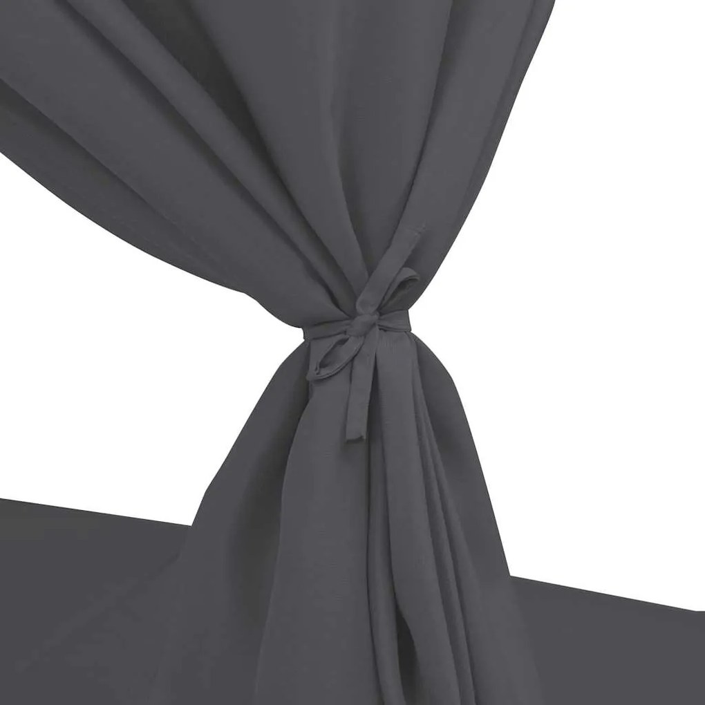 vidaXL Ξαπλώστρα Διπλή Γκρι από Συνθετικό Ρατάν με Κουρτίνες