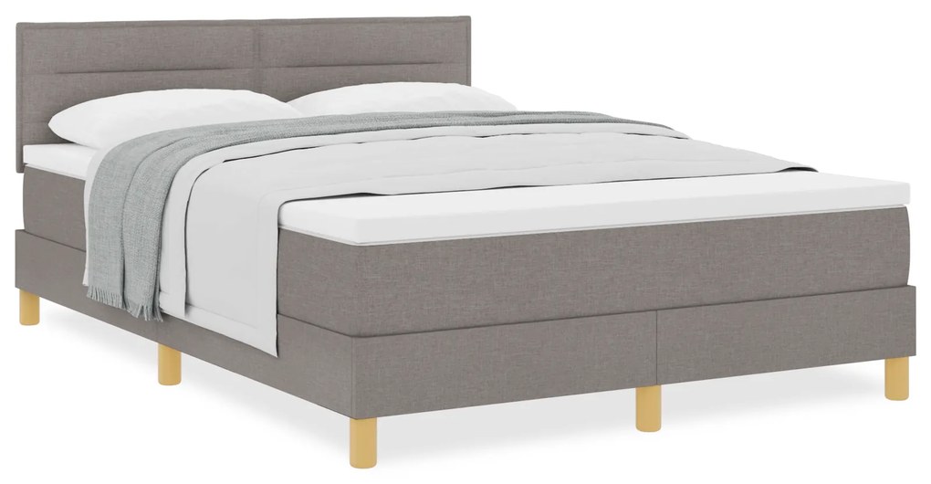 vidaXL Κρεβάτι με Βάση με Στρώμα Μπεζ 140x200 εκ. Ύφασμα