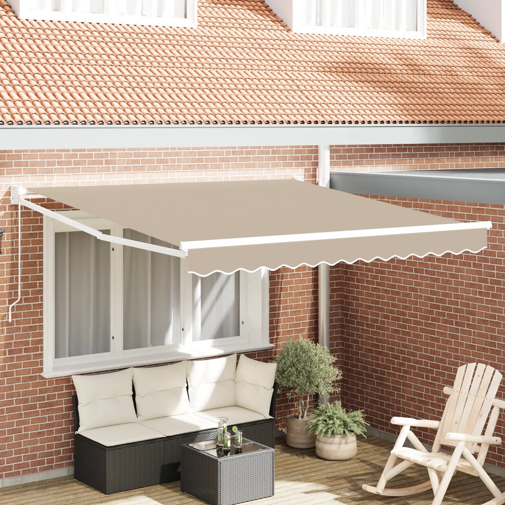 vidaXL Χειροκίνητη Σκίαση Retractable Μπεζ 300x250 cm