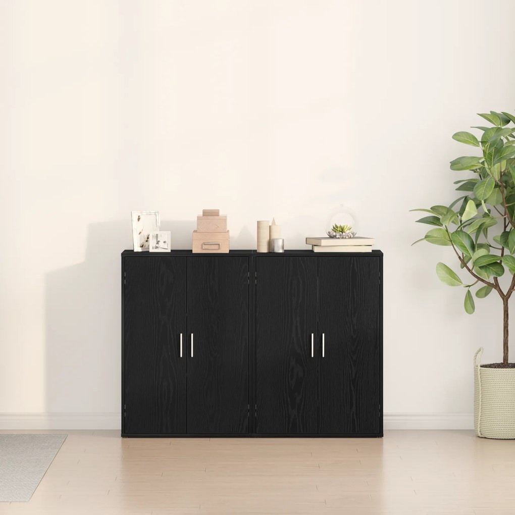 vidaXL Μπουφέδες 2 τμχ Μαύρο Δρύς 60x31x84 εκ Επεξεργασμένο Ξύλο