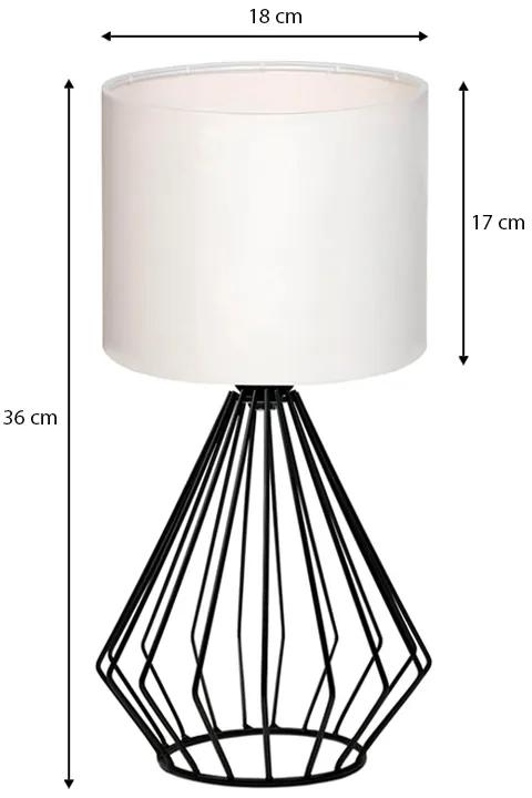 Φωτιστικό επιτραπέζιο Aldo Megapap E27 υφασμάτινο - μεταλλικό χρώμα λευκό - μαύρο Φ18x36εκ.