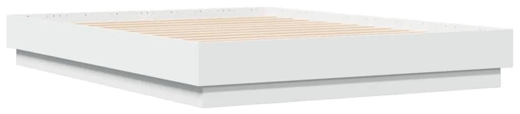 vidaXL Πλαίσιο Κρεβατιού με LED Λευκό 135 x 190 εκ.