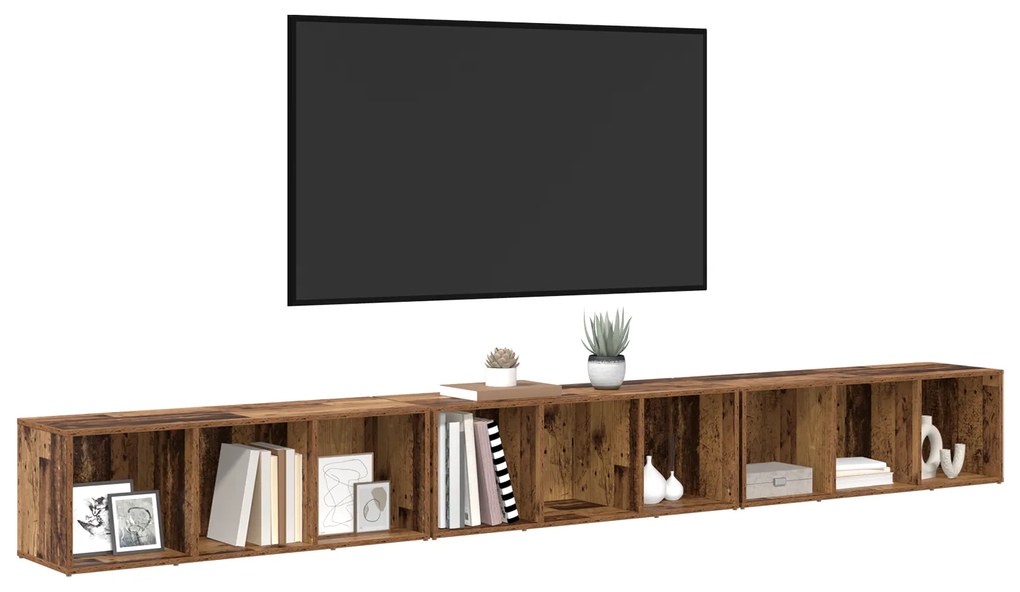 vidaXL Ντουλάπι TV 3 pcs Παλιό ξύλο 37 x 35 x 107.5 εκ