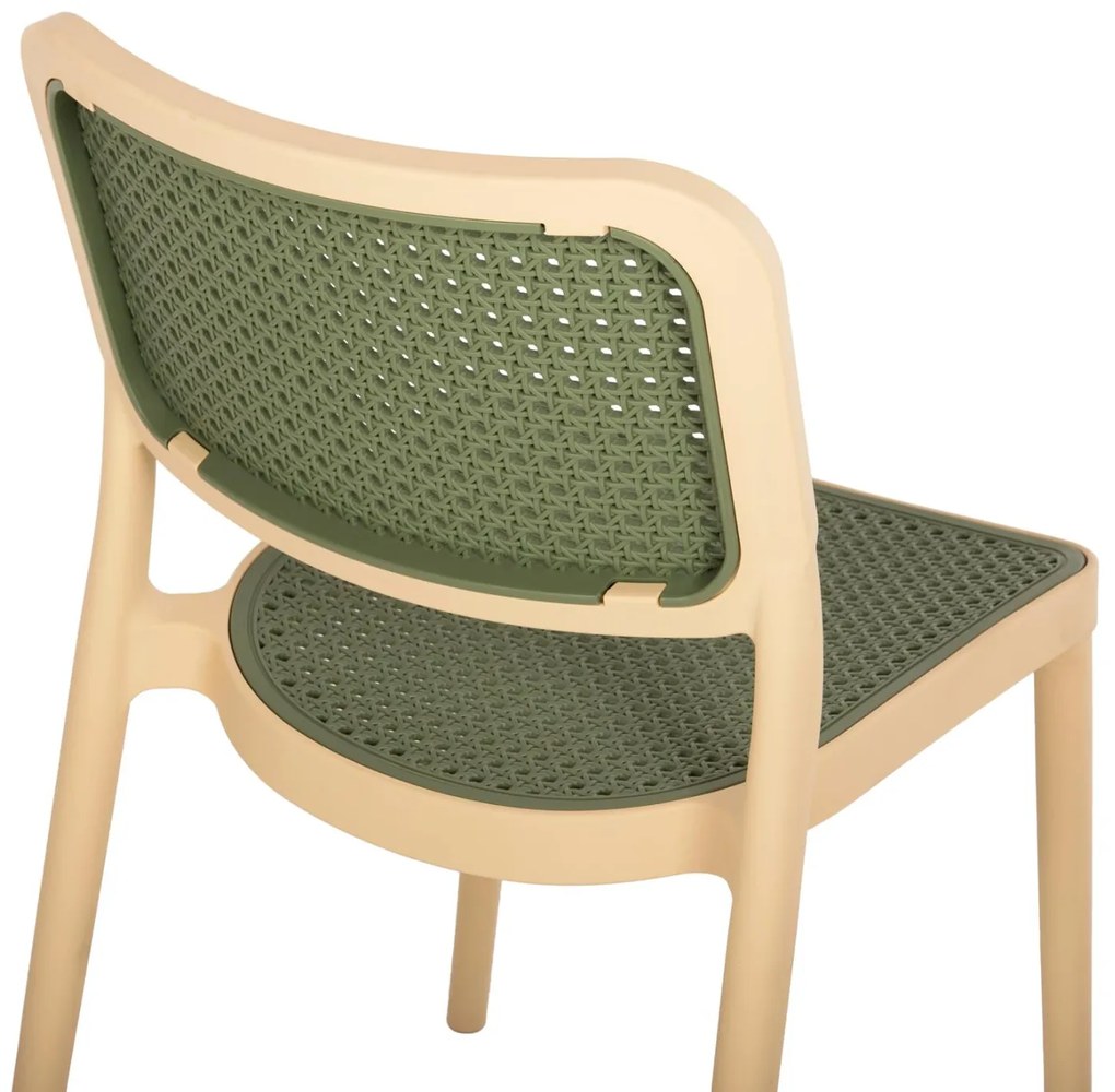Καρέκλα MEKO C5934.04 Πολυπροπυλενίου Μπέζ με Ψάθα Olive Green 41x49x102Υ εκ. 41x49x102 εκ.