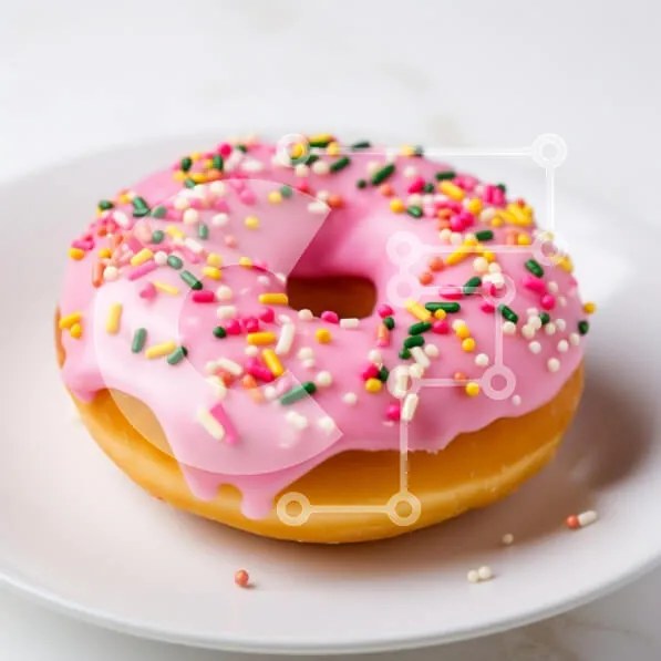 Σετ των 2 Intra Συλλεκτικό Ξύλινο Παζλ Plywood  4mm - Ροζ παγωμένο ντόνατ με ψεκασμούς Σε Ξύλινο Κουτί - Διαστάσεις: 10x10 cm – 25 κομμάτια