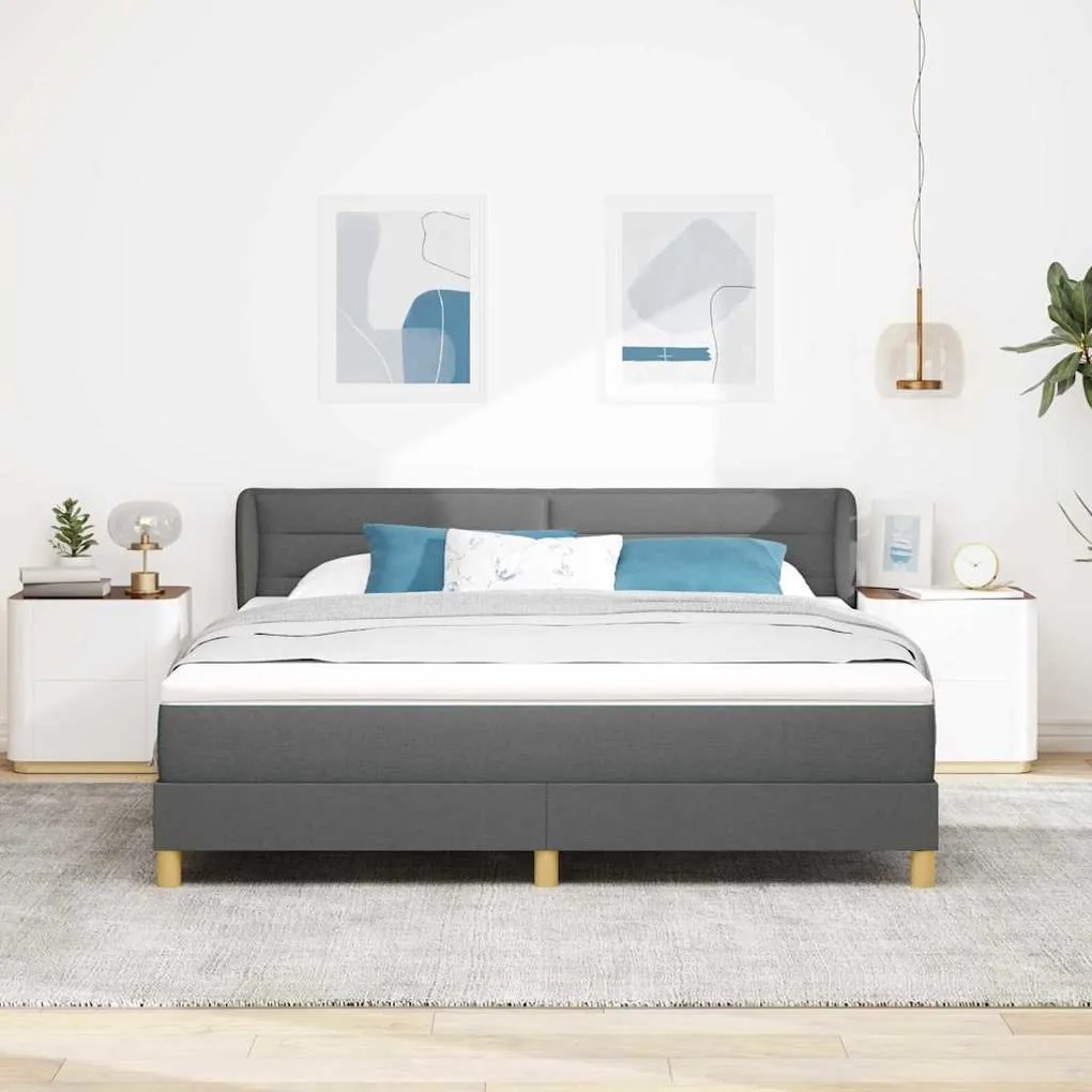 vidaXL Κρεβάτι Box Spring με Στρώμα σε Σκούρο Γκρι, 180x200 εκ Υφασμάτινο