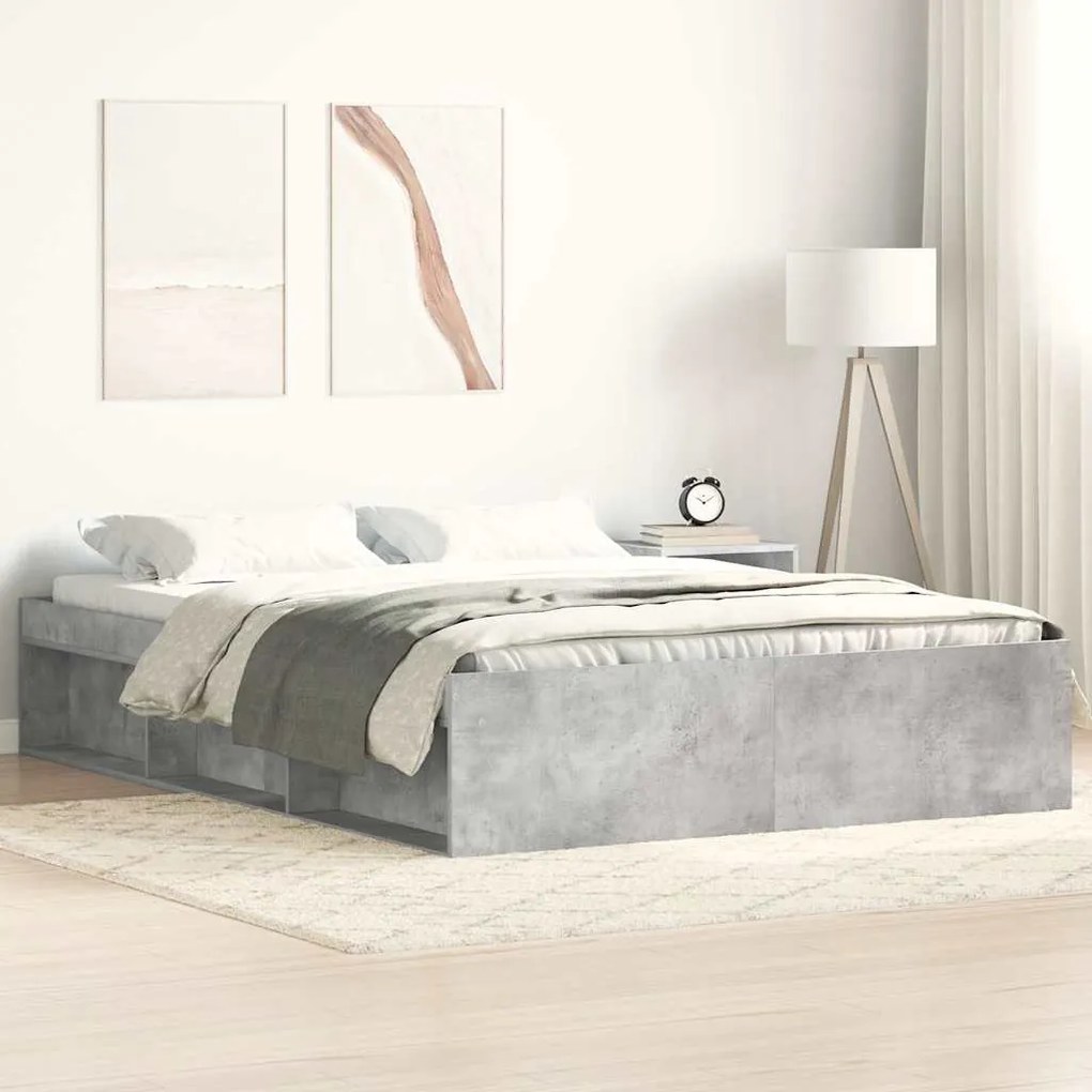 vidaXL Πλαίσιο Κρεβατιού Γκρι Σκυροδέματος 150 x 200 εκ. King Size