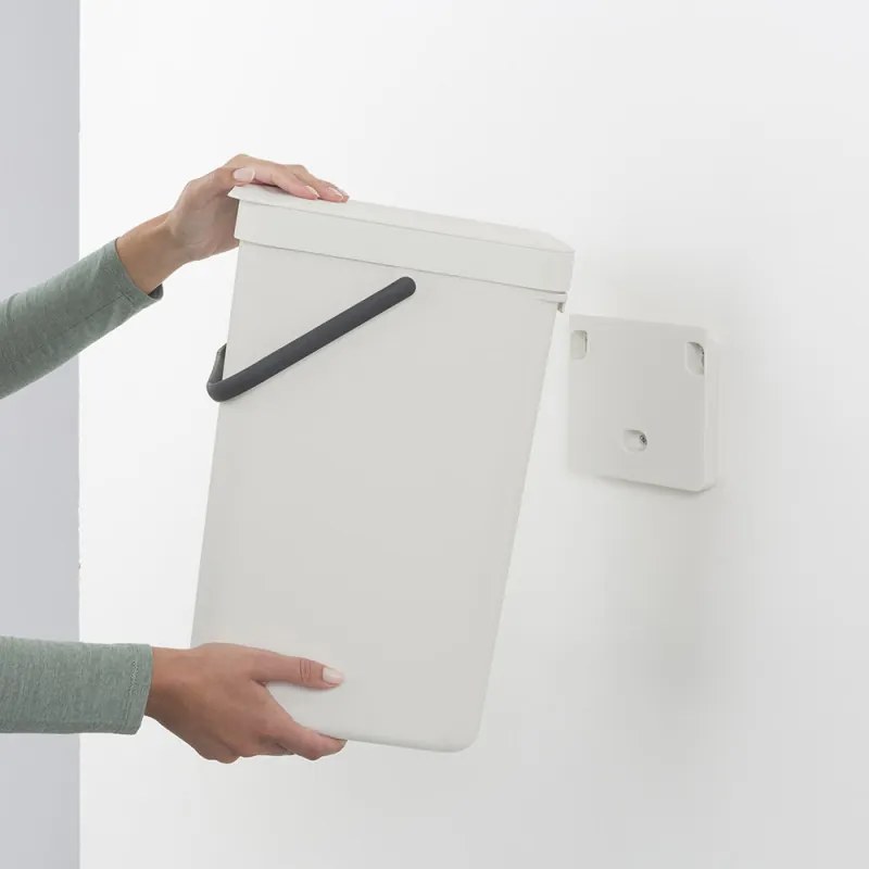 Κάδος χωριστής συλλογής απορριμμάτων Brabantia Sort&Go 1005516, 16 l, Χειρολαβή, Επιτοίχιος, Ανοιχτό γκρι