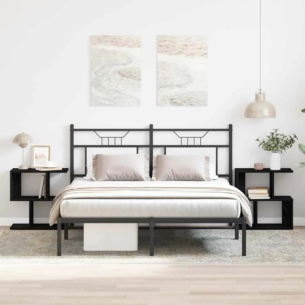 vidaXL Κομοδίνο 2 τμχ Μαύρο Δρυς 50x30x51,5 εκ Τεχνητό Ξύλο