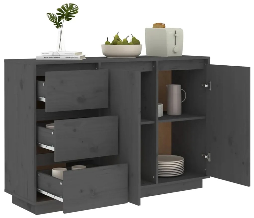 vidaXL Συρταριέρα Γκρι 111x34x75 εκ. από Μασίφ Ξύλο Πεύκου