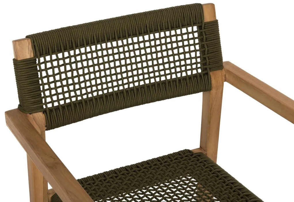 Πολυθρόνα CHARLOTTE Ξύλο Teak Φυσικό και Πράσινο Σχοινί 59x54x83Yεκ. 59x54x83 εκ.
