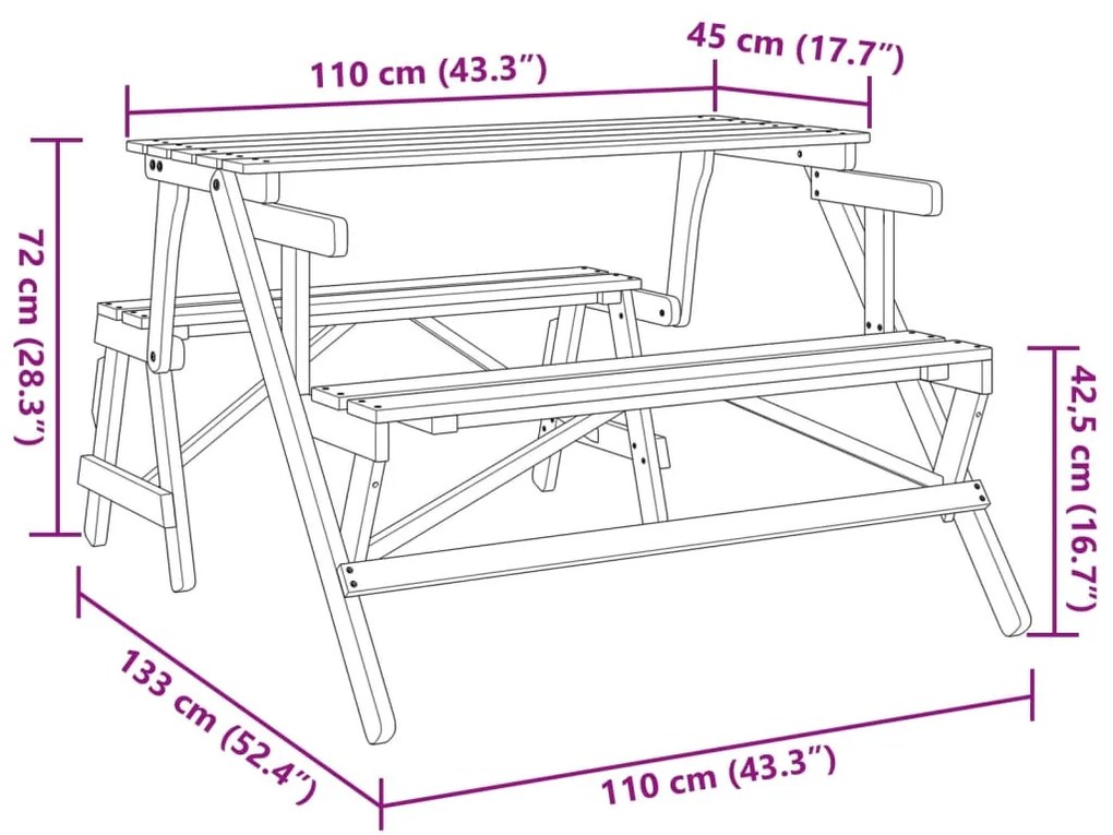 ΤΡΑΠΕΖΙ ΠΙΚΝΙΚ ΜΕ ΠΑΓΚΑΚΙΑ 2 ΣΕ 1 ΜΕΤΑΤΡΕΨΙΜΟ ΜΑΣΙΦ ΞΥΛΟ ΕΛΑΤΗΣ 4008991