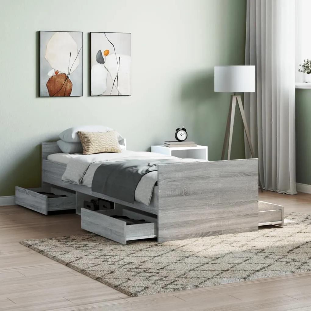 Πλαίσιο Κρεβατιού με Κεφαλάρι/Ποδαρικό Γκρι Sonoma 75x190 εκ. - Γκρι