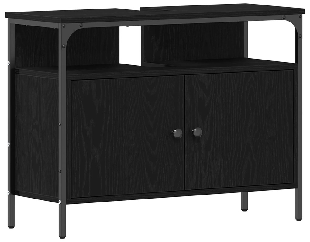 vidaXL Ντουλάπα Νιπτήρα Μαύρο Δρυς 80x30x60 εκ. Κατασκευασμένο ξύλο