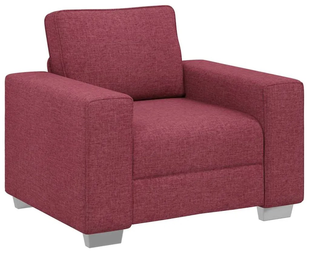 vidaXL Καναπές 3 pcs Κόκκινο Άνεμο Ύφασμα μείγματος λινών