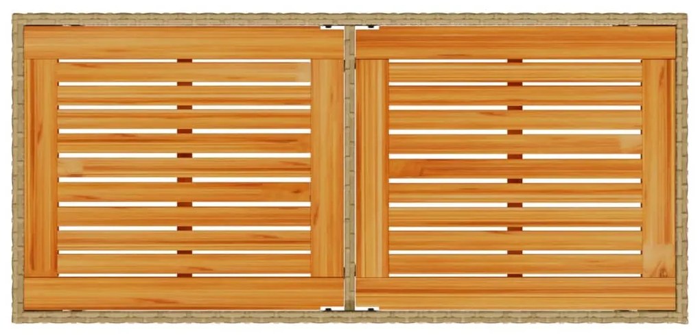 Τραπέζι Κήπου Επιφάνεια Ακακίας Μπεζ 115x54x74 εκ. Συνθ. Ρατάν - Μπεζ