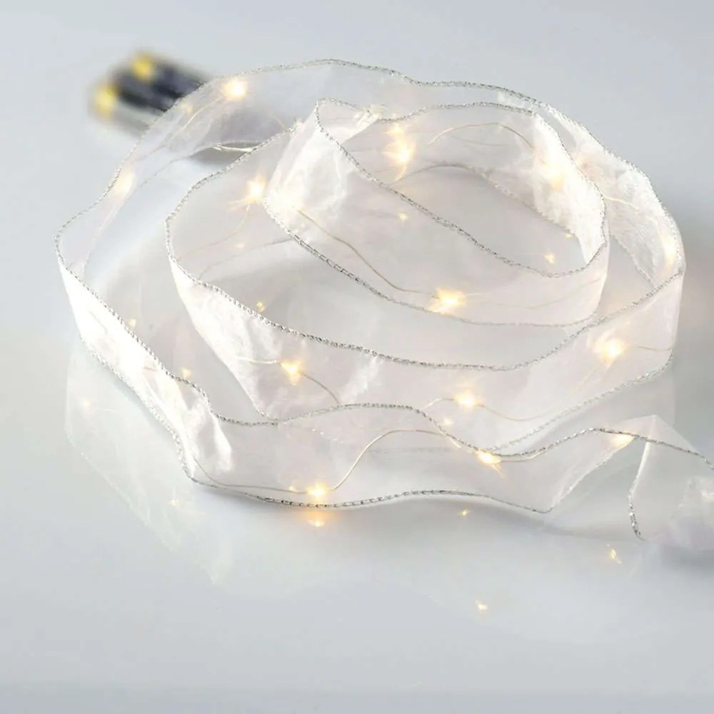 Χριστουγεννιάτικα Λαμπάκια Σειρά Ribbon 20 Led Warm X01201118 200+10cm 1,2W Με Μπαταρία Silver-White Aca