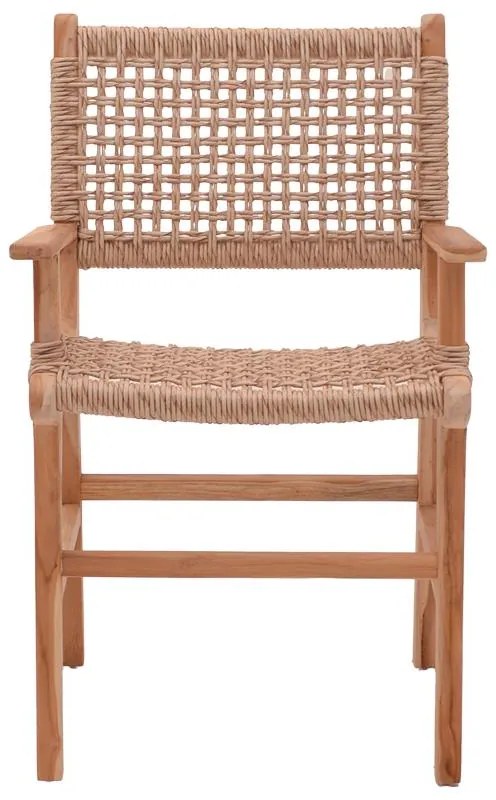 Καρέκλα - Πολυθρόνα Sponze σκελετός teak ξύλο με σχοινί σε φυσική απόχρωση 54x60x86 εκ. 54x60x86 εκ.