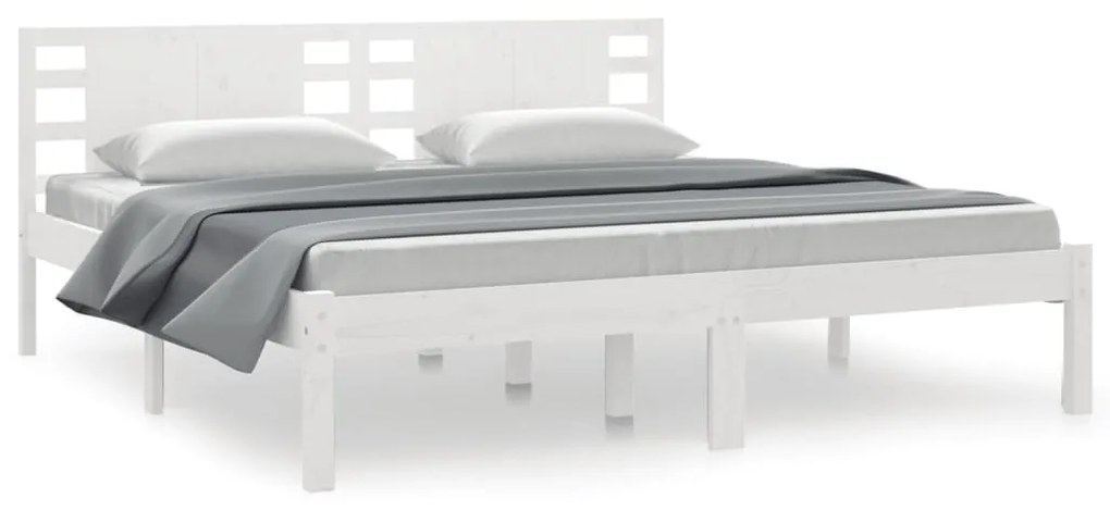 vidaXL Σκελετός Κρεβ. Χωρίς Στρώμα Λευκό 200x200 εκ Μασίφ Πεύκο