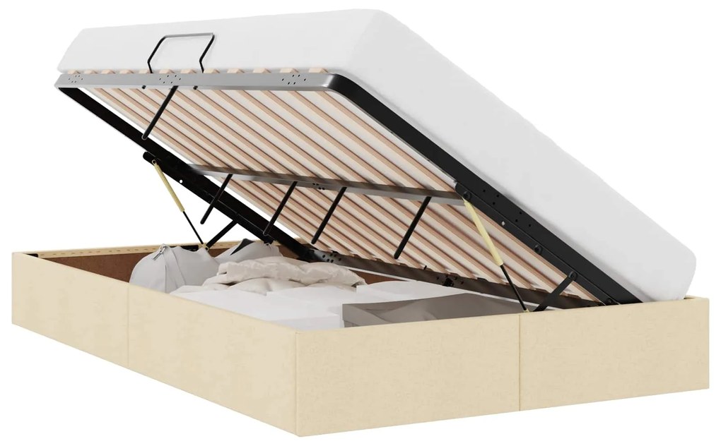 vidaXL Κρεβάτι Αποθήκης με στρώμα με κεφαλάρι Κρέμ 120 x 200 cm ύφασμα