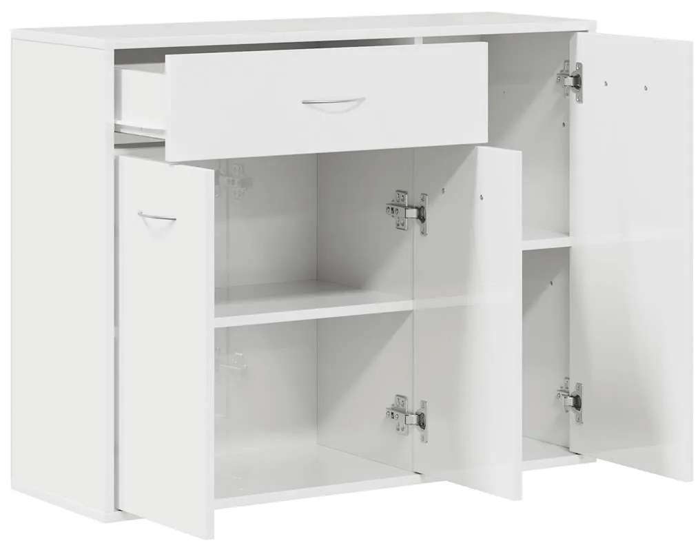 vidaXL Μπουφές Γυαλιστερό Λευκό 88 x 30 x 70 εκ. από Επεξ. Ξύλο