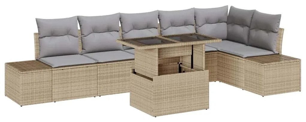 vidaXL Σετ Καναπέ Κήπου 7 pcs μπεζ και ανοιχτό γκρι 100 x 55 x 73 εκ