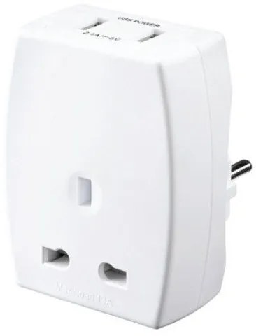 Adaptor ALTA 70126 Travel UK ΣΟΥΚΟ + 2XUSB Λευκός 700126 AlfaOne 700126