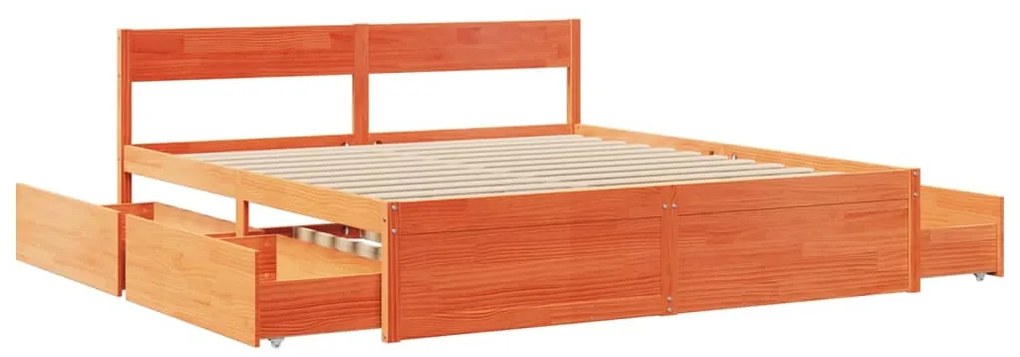 vidaXL Σκελετός Κρεβ. Χωρίς Στρώμα Καφέ Κεριού 200x200 εκ Μασίφ Πεύκο