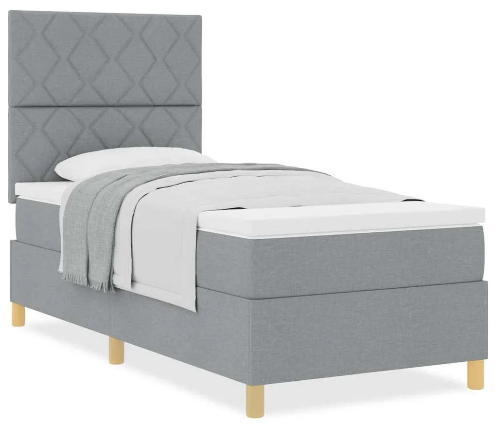 vidaXL Κρεβάτι με ελατήρια Ανοιχτό γκρι 100 x 200 cm ύφασμα