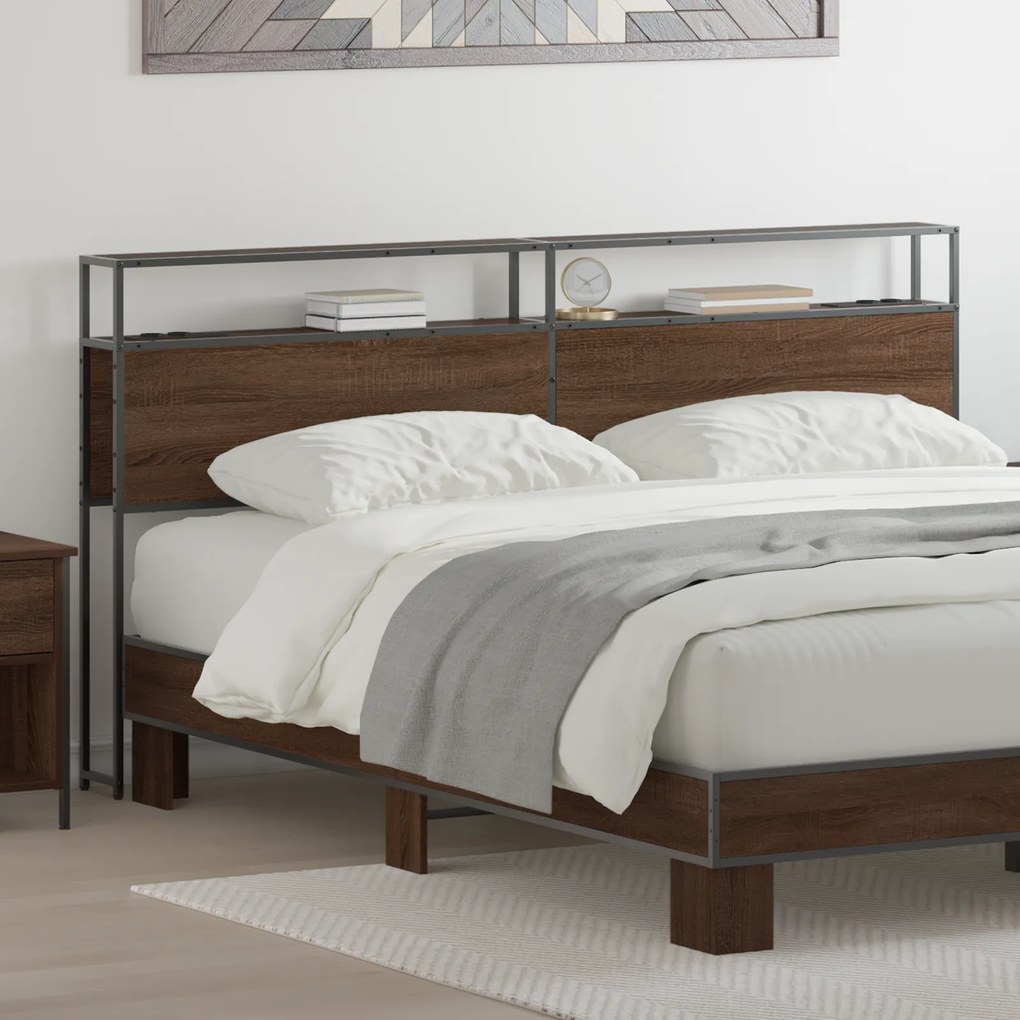vidaXL Κεφαλάρι Αποθήκης Επιτοίχιο Καφέ δρυς 180 cm Επεξεργασμένο ξύλο