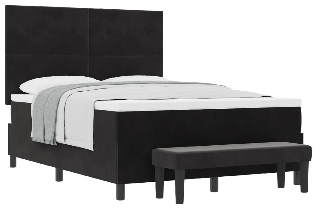 vidaXL Κρεβάτι με ελατήρια με στρώμα Μαύρο 160 x 200 cm Βελούδο